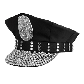 Strassikoristeinen Poliisihattu Musta