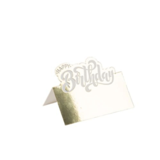 Happy Birthday Paikkakortti Valkoinen/Kulta
