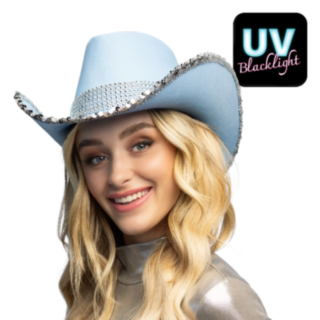 Kimaltava Cowboyhattu Vaaleansininen
