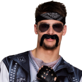 Biker Viikset Musta