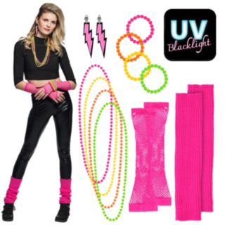 80-luvun UV Neon Asustesetti