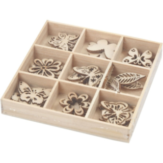 Perhonen Koristefiguurit Puu Beige
