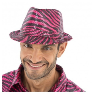 Kimalteleva Tiikerikuvioinen Fedora Pinkki