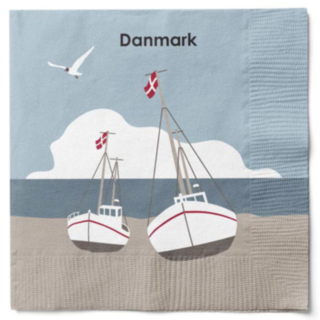 Danmark Båd Servietter Blå
