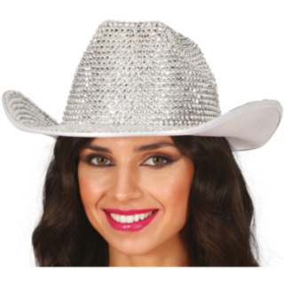 Paljetti Cowboyhattu Hopea