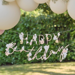 Kukkainen Happy Birthday Banneri