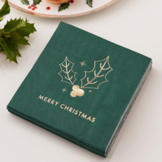 Merry Christmas Cocktail Lautasliinat Vihreä/Kulta
