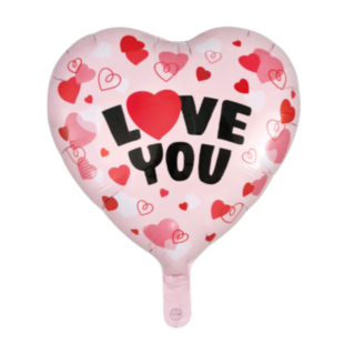 Love You Hjerte Folieballon Lyserød