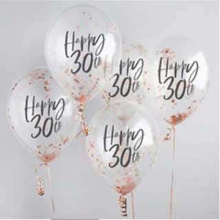 Happy 30th Konfettipallot Ruusukulta