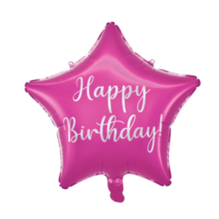Happy Birthday Tähtifoliopallo Pinkki