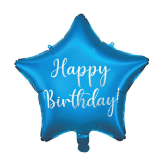 Happy Birthday Tähtifoliopallo Sinien