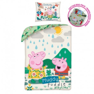Pipsa Possu® Muddy Puddle Puuvilla Pussilakanasetti