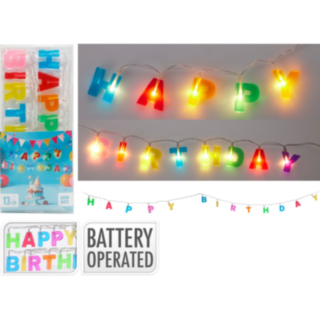 Happy Birthday LED Lyskæde Multifarvet