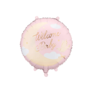 Welcome Baby -foliopallo, vaaleanpunainen