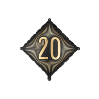20-vuotis neliöfolioilmapallo musta/kulta