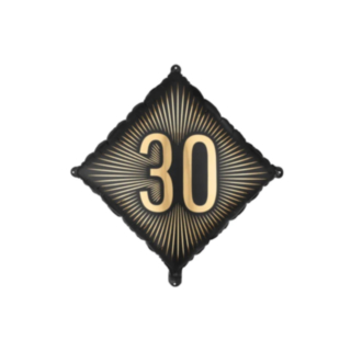 30-vuotis neliöfoliopallo musta/kulta