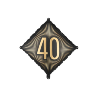 40-vuotis neliöfoliopallo musta/kulta