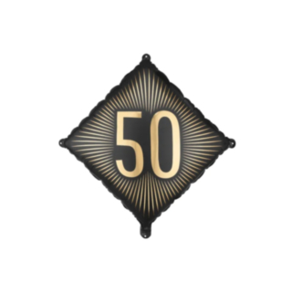 50-vuotis neliöfoliopallo musta/kulta