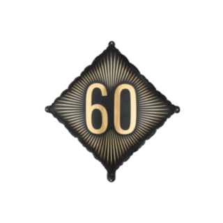 60 vuotta neliöfoliopallo musta/kulta