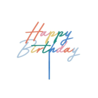 Happy Birthday Akryl Kagetopper Mat Multifarvet