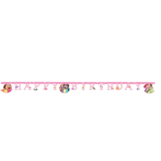 Disney Princess® Happy Birthday Paperibanneri Vaaleanpunainen
