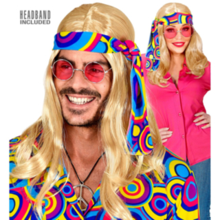70-luvun disco-peruukki vaalea otsanauhalla