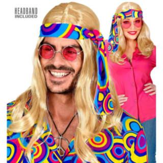 70-luvun disco-peruukki vaalea otsanauhalla