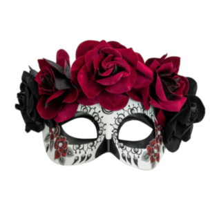 Dia de los Muertos Silmänaamio Viininpunainen