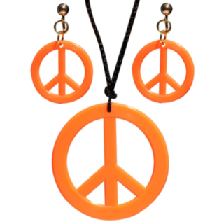 Hippie rauhanmerkki korusetti oranssi