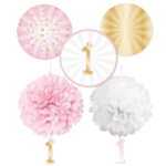 1-vuotisjuhlien Koristeet Vaaleanpunainen