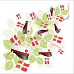 Ylioppilas luksus-servetit Tanskan lipuilla, punainen