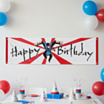 Ninja Party Happy Birthday Banneri