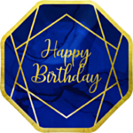 Sinikultaiset Happy Birthday -lautaset