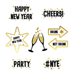Happy New Year Ikkunatarrat Musta/Kulta