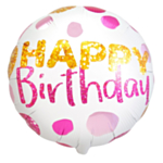 Kawaii Happy Birthday Pilkullinen Folioilmapallo Pinkki