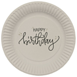 Happy Birthay Pahvilautaset Creme/Musta
