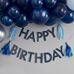 Sininen Happy Birthday -kirjainnauha