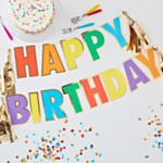 Happy Birthday Kirjainnauha Värikäs/Kulta