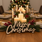 Merry Christmas puinen pöytäkoriste