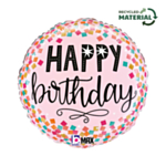 Happy Birthday Konfetti Folioilmapallo Vaaleanpunainen