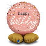 Happy Birthday Seisova Folioilmapallo Ruusukulta