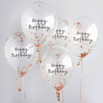 Happy Birthday -konfetti-ilmapallot, ruusukulta