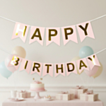 Happy Birthday Koristenauha Vaaleanpunainen/Kulta