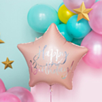 Happy Birthday Tähtifoliopallo Vaaleanpunainen