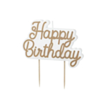 Kultainen Happy Birthday -kakkukynttilä