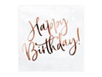 Ruusukultaiset Happy Birthday -servetit
