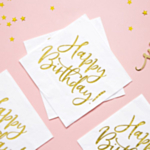 Kultaiset Happy Birthday -servetit