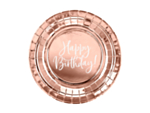 Ruusukultaiset Happy Birthday -lautaset