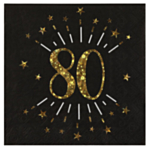 80-vuotisjuhlien Servetit Kimaltava Kultamusta