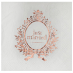 Just Married ruusukultaiset servetit